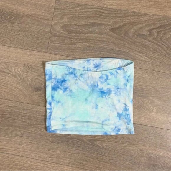 American Eagle Women’s Tube Cropped Top Blue Tie Dye Bandeau Size Small - Picture 9 of 11